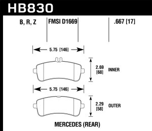 Mercedes-Benz SL Class Brake Pads - Rear - Hawk Performance - Performance Ceramic - `13-`16 Mercedes-Benz SL Class Brake Pads - Rear - Hawk Performance - Performance Ceramic - `13-`16